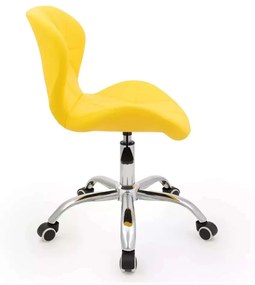 LuxuryForm DESIGN Stolička LIVIO na striebornej podstave s kolieskami - žltá