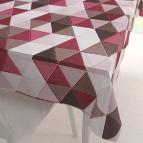 Biante Zamatový obdĺžnikový obrus Tamara TMR-021 Vínovo-hnedo-béžové trojuholníky 120x180 cm