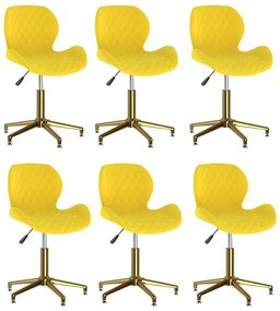Otočné jedálenské stoličky 6 ks žlté zamatové 3088483