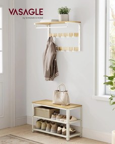 Lavica na topánky, botník, 30 x 73 x 45 cm, dubová béžová a klasická biela