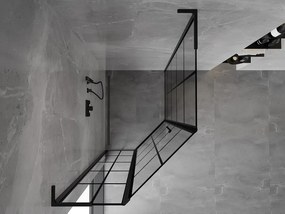 Mexen Mist L, päťuholníkový sprchový kút s krídlovými dverami, 90 x 100 cm, 8mm číre sklo, čierny profil, 8A8L-090-100-70-77-L