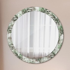 Okrúhle ozdobné zrkadlo Listy akvarelu fi 90 cm