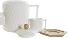 Kávová súprava, "WHITE DROP" porcelán-bambus, šálky 90ml s podšálkami na podnose, 14ks