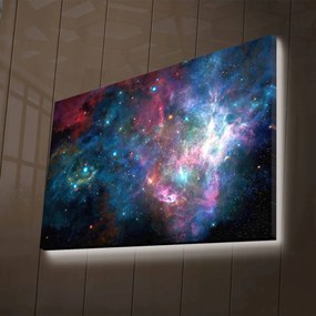 Obraz s LED osvetlením FAREBNÁ GALAXIA 45 x 70 cm