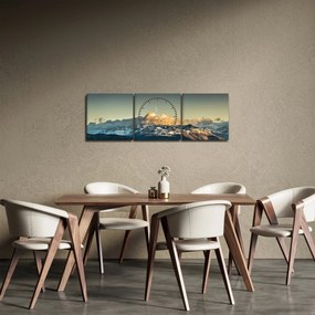 Obraz - vrcholky veľhôr (s hodinami) (90x30 cm)