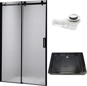 BPS-koupelny Posuvné sprchové dvere HYD-PD03B 100 čierna/transparent pre inštaláciu do niky + vanička HYD-OSV-SXL03C 100x80 čierna
