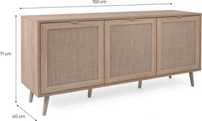 Široká skrinka 3-dverová Bali, dub sonoma/výplet