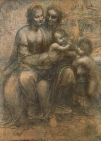 Leonardo da Vinci - Umelecká tlač The Virgin and Child with Saint Anne, and the Infant Saint John the Baptist, (30 x 40 cm)