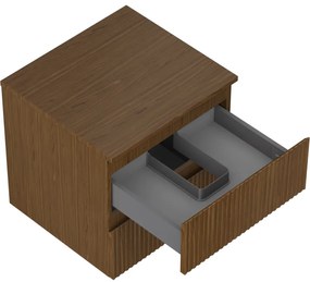 Mexen Rivel, kúpeľňová skrinka 50 cm s hornou časťou, 2 zásuvky, drážkovaná, orech, 91A20-05047-2-BFFC86