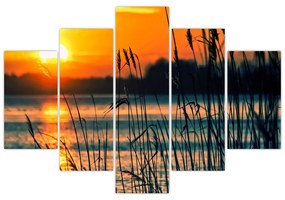 Obraz - Západ slnka nad jazerom (150x105 cm)