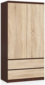 Skriňa S 90 cm 2D 2SZ CLP wenge / sonoma