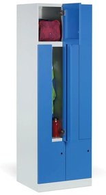 Kovová šatníková skrinka Z, 4 oddiely, 1850 x 600 x 500 mm, zámok s čítačkou RFID kariet, béžové dvere