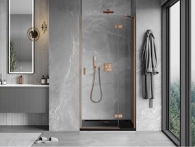 Mexen Mist-H, 1-krídlové sprchové dvere pravé 115 cm, číre sklo, medený matný profil, 8A5-115-000-65-00-P