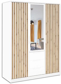 Skriňa Bali D3 Lux biela/wotan/zrkadlo