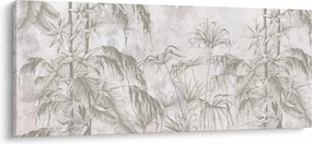 Obraz - Tropické rastliny na stene v šedej (120x50 cm)