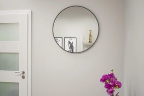 Čierne nástenné okrúhle zrkadlo LEOBERT - rôzne veľkosti Priemer zrkadla: 80 cm
