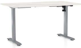 Výškovo nastaviteľný stôl OfficeTech A, 120 x 80 cm, sivá podnož, biely jaseň