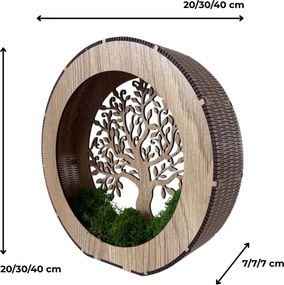 Drevené svetlo na nočný stolík Strom života s machom | ZOI: HDF - Orech 20 cm 4788-115195 LED0611