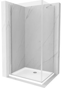 Mexen Pretoria sprchová kabína, kyvné dvere 90 x 120 cm, Transparentné, Chrómová + sprchová vanička Flat - 852-090-120-01-00-401
