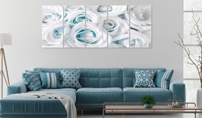 Artgeist Obraz - Satin Rose (5 Parts) Narrow Turquoise Veľkosť: 200x80, Verzia: Premium Print