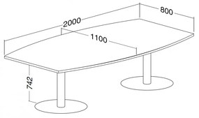 Konferenčný stôl ProOffice 80/110 x 200 x 74,2 cm, buk