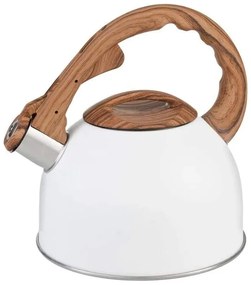 Pískací čajník biely - hnedý dekor 2,5 l