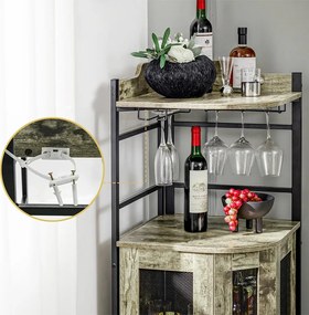 Rohový barový kabinet s držiakom na poháre