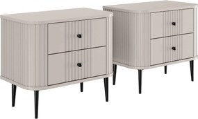 Nočné stolíky Vespera 56 cm - 2 ks - kašmírová / čierne nožičky