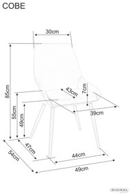Čalouněná jídelní židle Cobe Velvet šedá