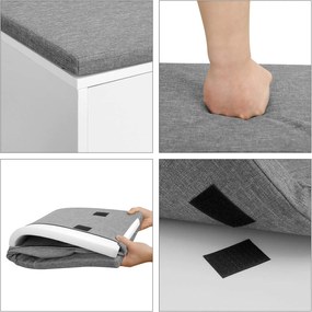 Botník Vasagle Lenda s lavicí a úložným prostorem 100 cm bílý/šedý
