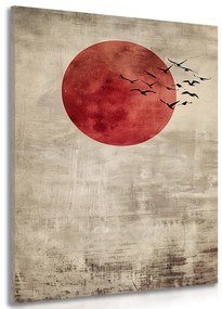 Obraz japandi červený mesiac