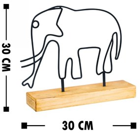 Kovová dekorácia Elephant 30 cm čierna