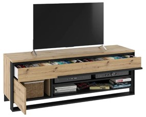 TV STOLÍK MAXIMO DUB ARTISAN / ČIERNY 155 cm