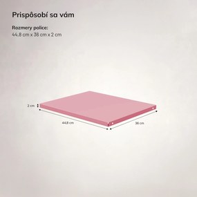 Kovová polica Alex, 448 x 360 x 20 mm, Fresh Style: púdrovo ružová