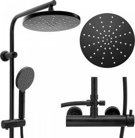 Erga Dubaj, sprchový set s batériou a hlavovou sprchou 23 cm, čierna matná, ERG-YKA-BP.DUBAJ23-BLK