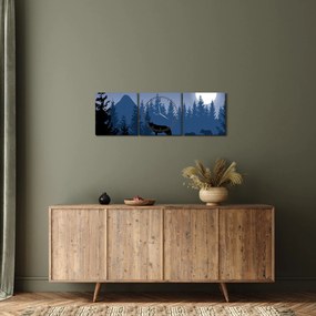Obraz - Svorka vlkov za splnu (s hodinami) (90x30 cm)