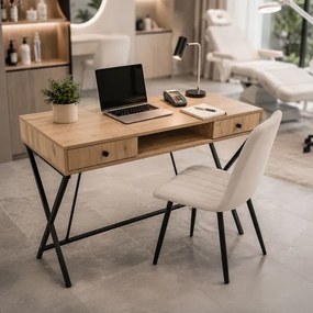 Kancelársky industriálny stôl CROSSLINE dub Artisan / čierne nohy