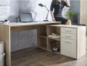 Rohový písací stôl London, dub sonoma/biela%