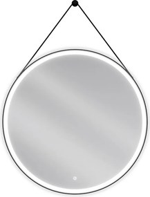 Mexen Reni, LED kúpeľňové zrkadlo s podsvietením 90x90 cm, 6000K, čierny rám, ochrana proti zahmlievaniu, 9812-090-090-611-70