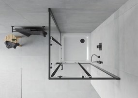 Mexen Rio sprchový kút štvorcový 80 x 80 cm, transparentný, čierny + vanička Flat, biela - 860-080-080-70-00-4010B