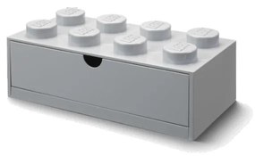 Sivý stolový box so zásuvkou LEGO® Brick, 31,6 x 11,3 cm