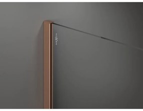 Mexen Kioto+, sprchová zástena Walk-In s poličkou a vešiakom 110 x 200 cm, 8mm číre sklo čierny vzor, medený matný profil, 800-110-121-65-77