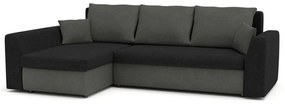 Rohová rozkladacia sedacia súprava PAUL MODEL 2 Čierna/sivá Ľavá