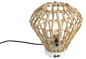 Rustikálna stolná lampa bambusová s bielou - Canna Diamond