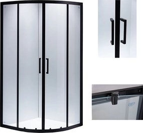 BPS-koupelny Štvrťkruhový sprchový kút HYD-RK01B 90x90 čierna/transparent - bez vaničky
