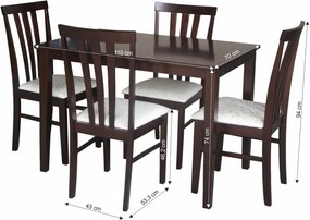 Jedálenský set, wenge/látka krémová, LESLIE NEW 1+4