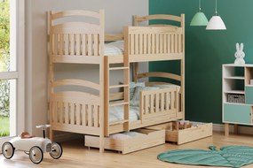 Poschodová posteľ Amely 80x180 so zásuvkami - borovica