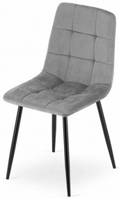 Svetlosivá zamatová stolička KARA s čiernymi nohami