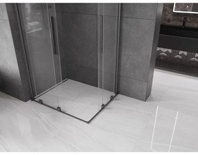 Mexen Velar Duo, sprchový kút s posuvnými dverami 90(dvere) x 80(dvere) cm, 8mm číre sklo, grafitový profil, 871-090-080-02-66