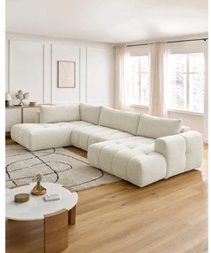 Béžová rozkladacia/s úložným priestorom rohová pohovka (ľavý roh/do tvaru "U") Fuji – Bobochic Paris